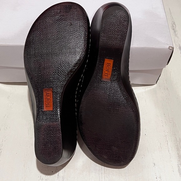 Born Red Leather Mules with Wedge Heel and Chunky Sole - Picture 8 of 9